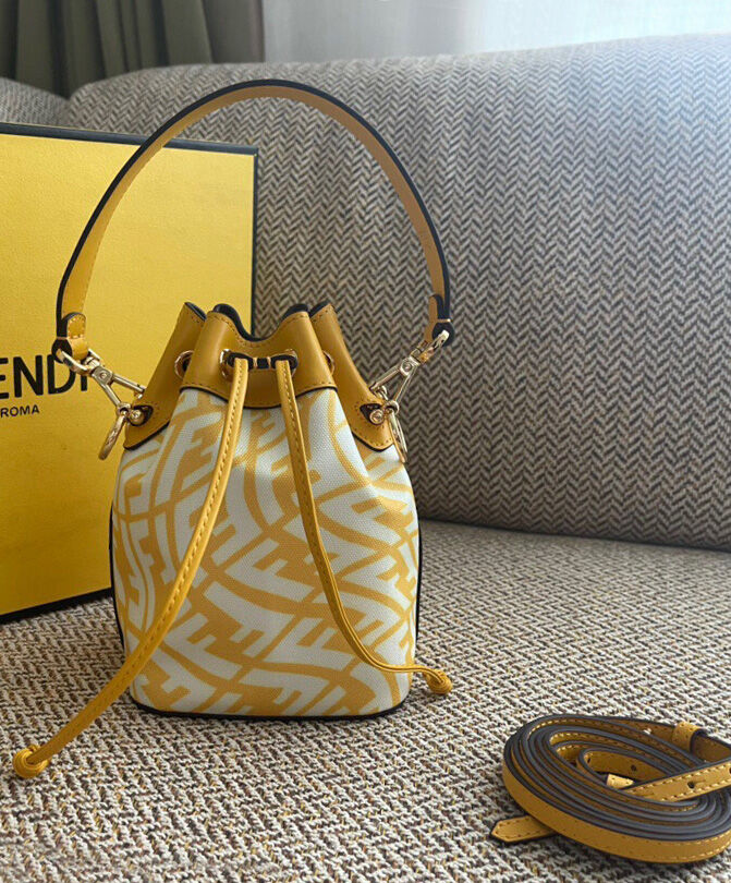 Fendi Mon Tresor Glazed Canvas Mini Bag 8BS010 Yellow